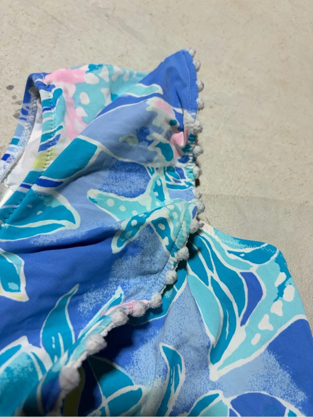 Lilly Pulitzer blue Floral One-Shoulder Swim Suit 8
